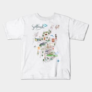 Illustrated Map of Scotland Kids T-Shirt